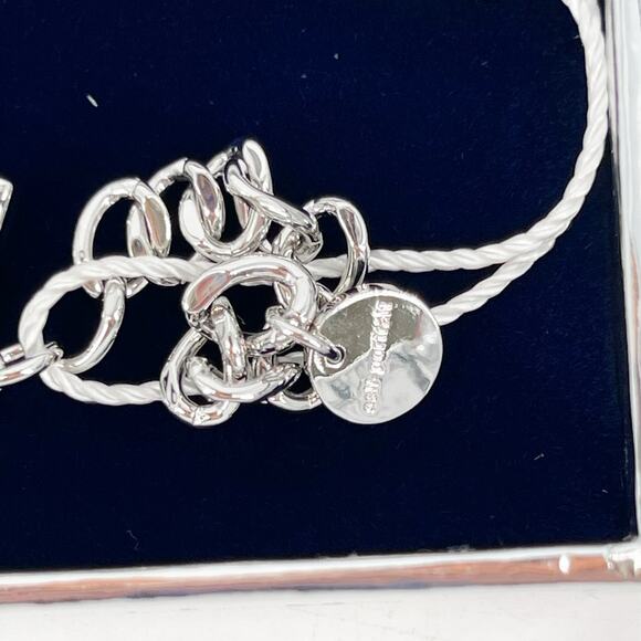 New with Box/Tag Self-Portrait Stacked Pearl Diamante Silver Bracelet - Picture 5 of 8